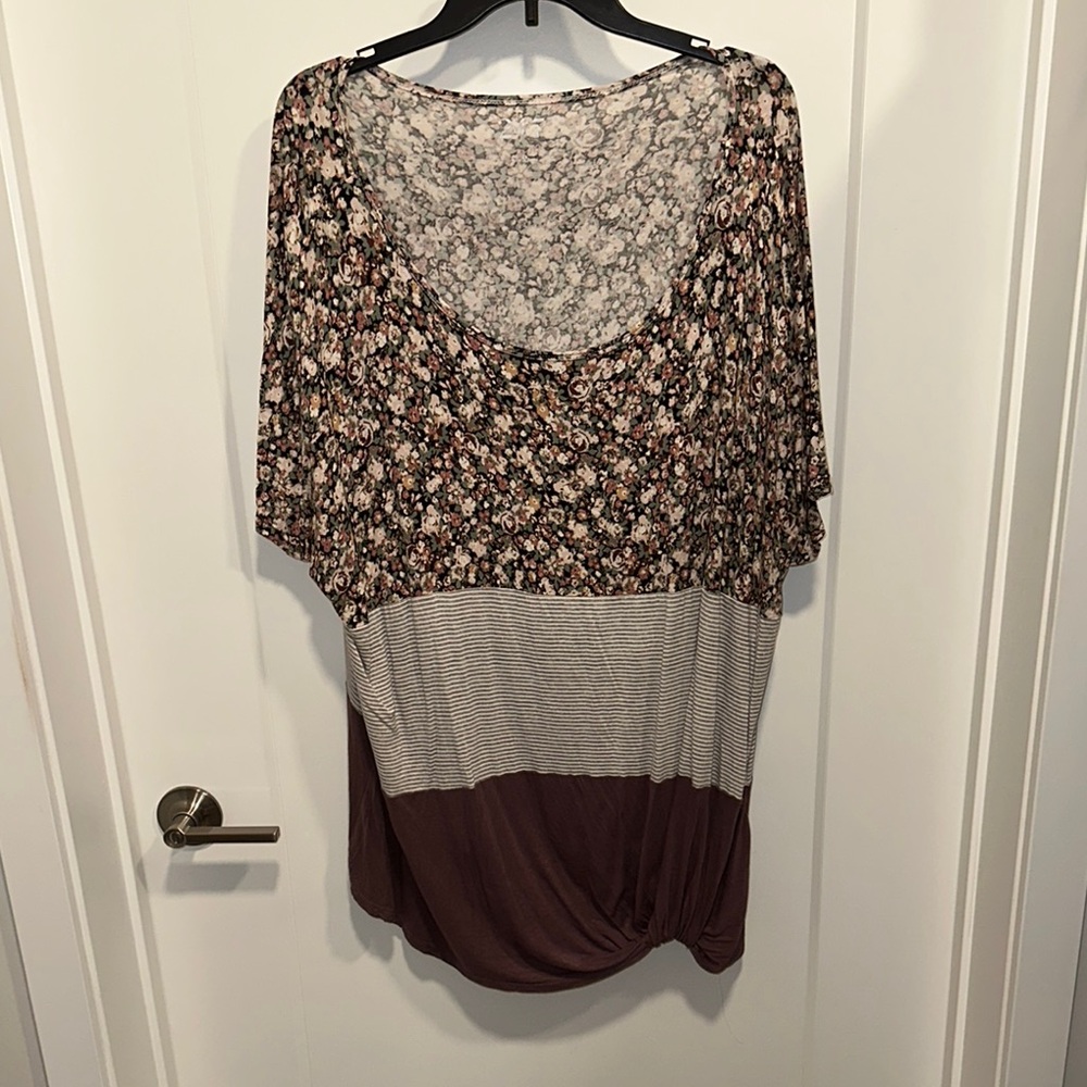Floral and Striped Women's Top
